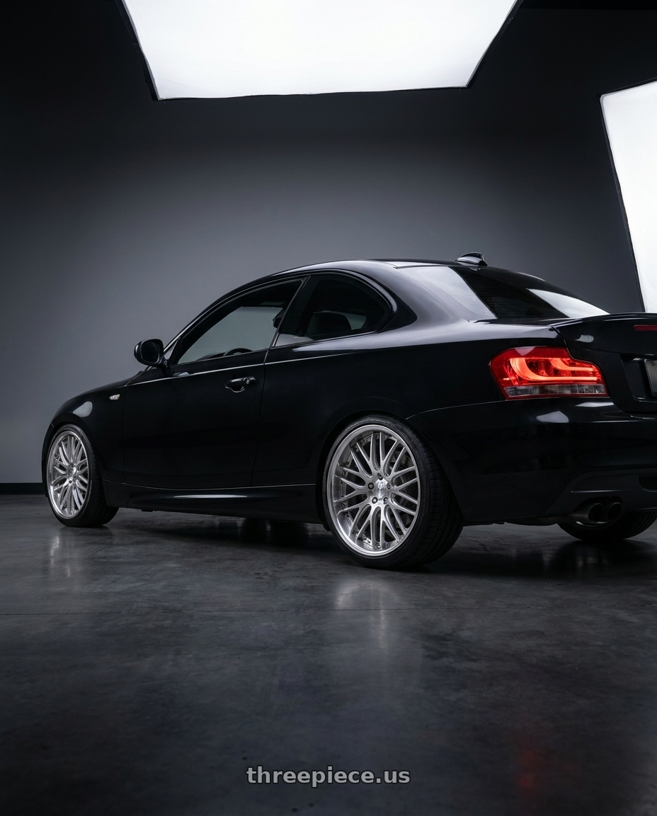 2013 BMW m sport with Work Gnosis Gr204 5x112 20x8+38 H Disk Composite Buffed And Brushed wheels rear three quarter view slight stretch tires
