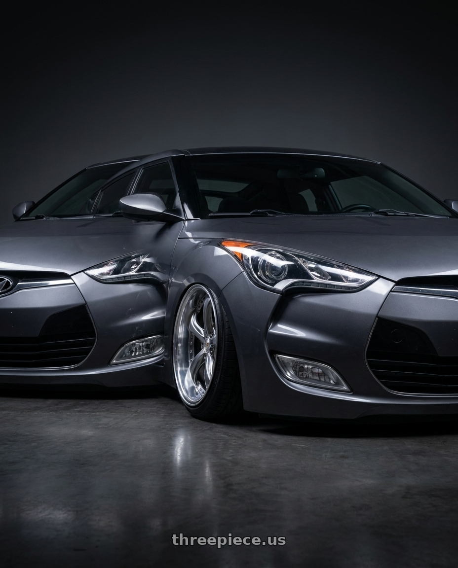 2016 Hyundai veloster base dark gray with Work Wheels VS-KF 5x114.3 18x8.5+35 Brilliant Silver Black L Disk FULL REVERSE wheels