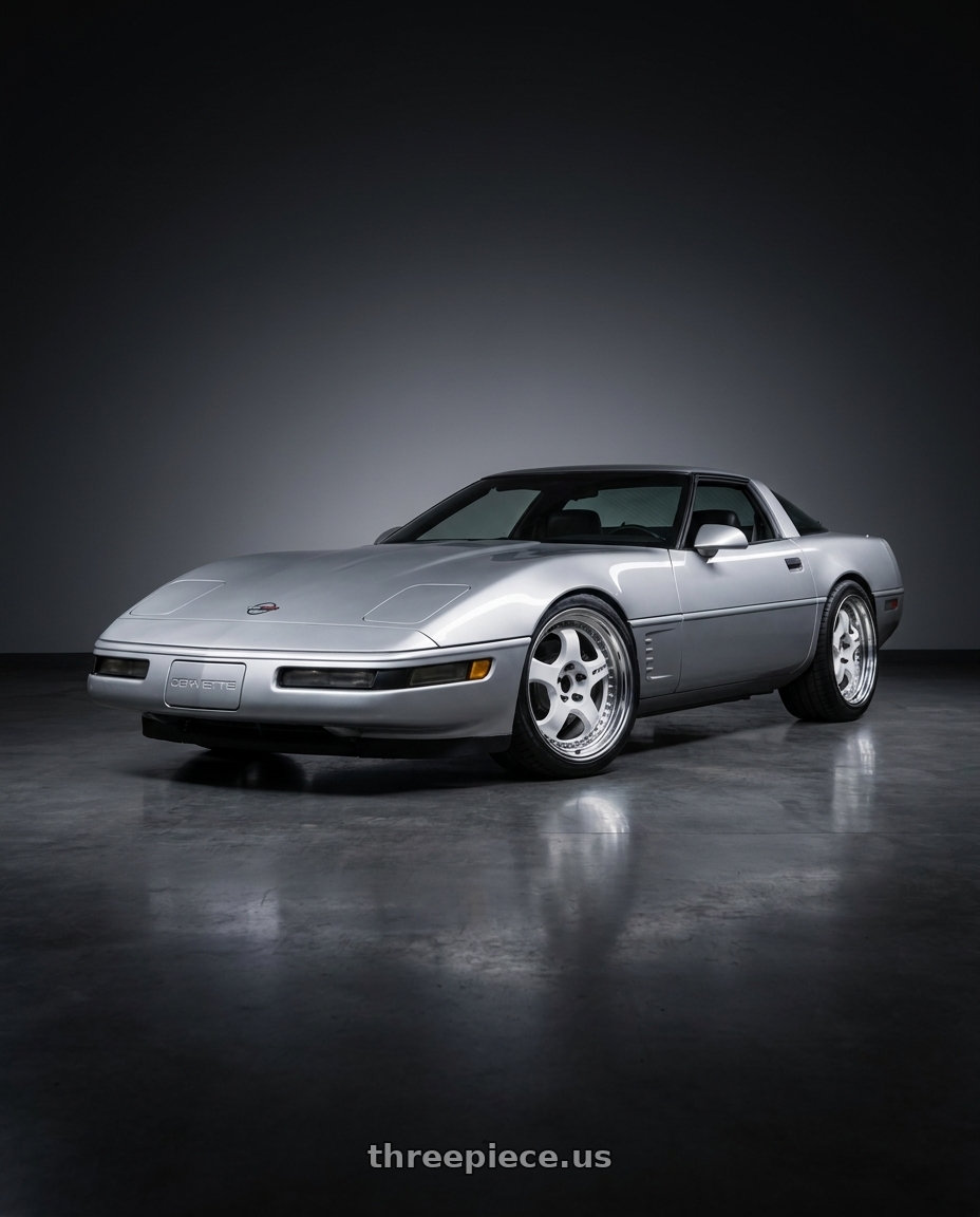 1996 Chevrolet corvette with Work Meister S1 3P 5x120.65 19x10+48 A Disk White wheels