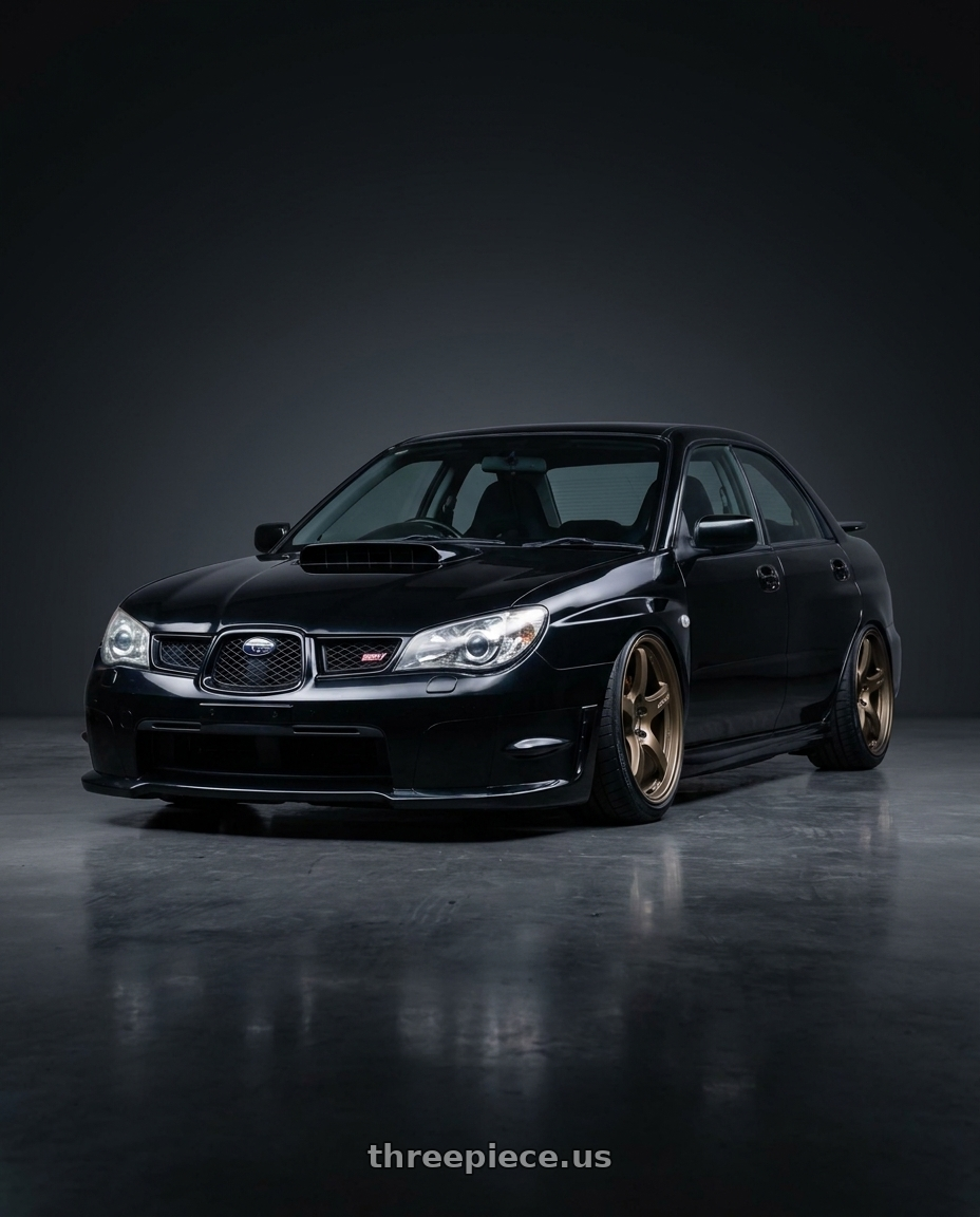 2006 subaru impreza sti s204 with Gram Lights 57CR 5x114.3 18x10.5 +22 BRONZE 2 wheels