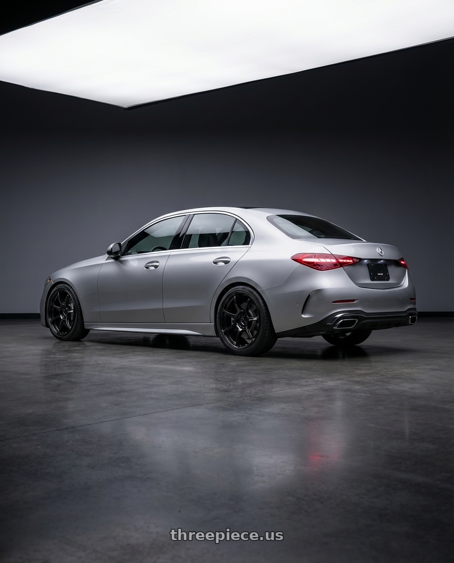 2022 Mercedes-Benz C-Class W206 with Advan RGIII 5x112 19x8.5+45 Gloss Black wheels rear three quarter view square tires