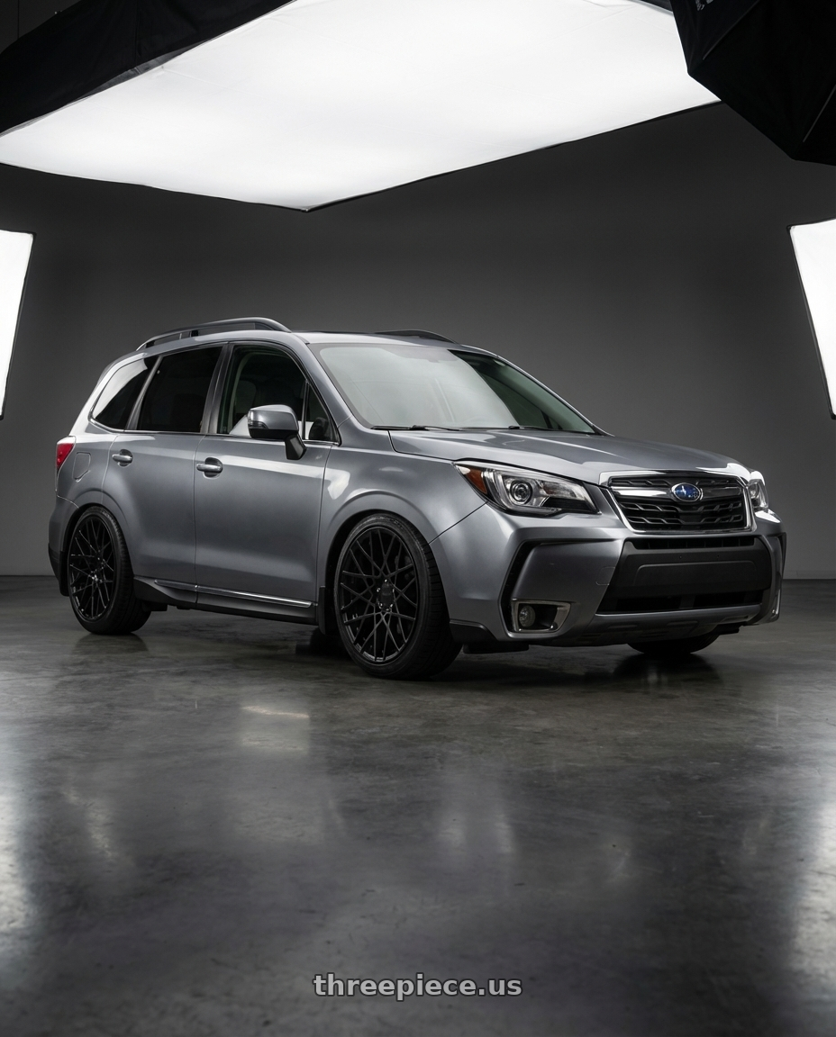 2017 subaru forester xt 2.0 touring metallic grey with Rotiform 1PC R112 BLQ 5X100 19X8.5 +35 MATTE BLACK wheels