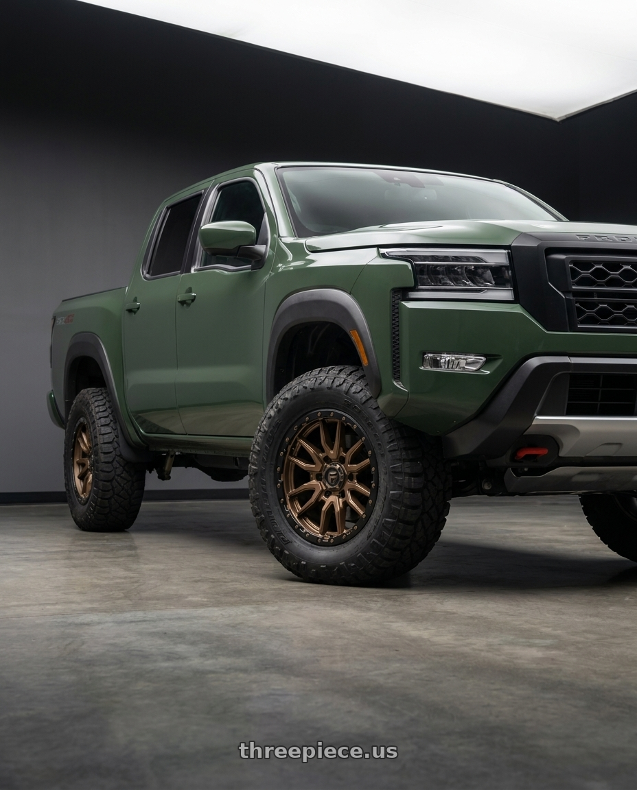 2022 Nissan fromtier with Fuel 1PC D681 REBEL 6X114.3 18X9 +20 MATTE BRONZE BLACK BEAD RING wheels