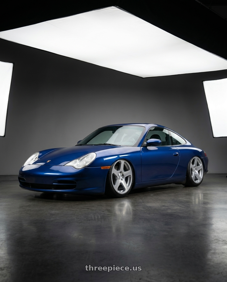 2002 Porsche 911 with Rotiform RC200 NUE 5X120 20x8.5 +35 GLOSS SILVER W/ MACHINED FACE wheels