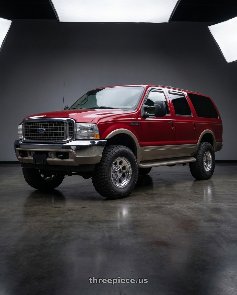 2002 ford excursion burgundy with Mickey Thompson Classic III Polished 8X170 16x8 -12 Polished wheels