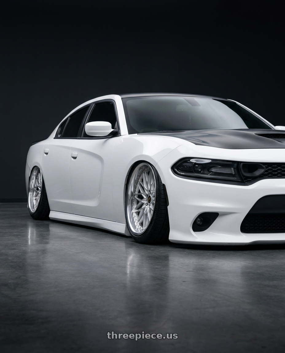2021 Dodge Charger ScatPack with Work Vs-Xv 5x115 20x9.5+21 A Disk Silky Rich Silver wheels