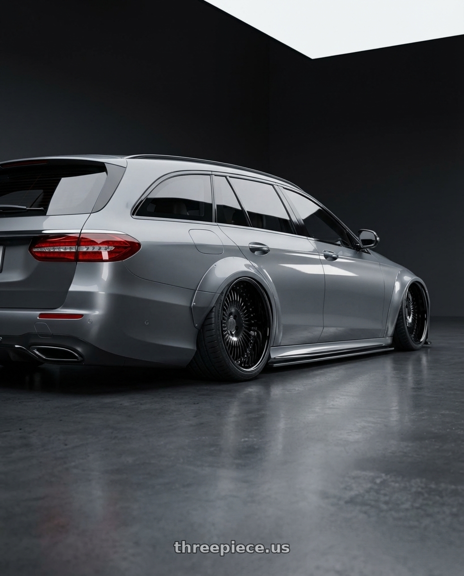 2020 Mercedes e300de with Heritage Wheel SENDAI-DIR wheels rear three quarter view square tires