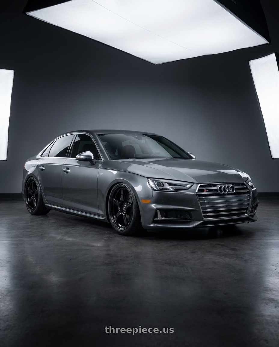 2023 Audi S4 B9 with Gram Lights 57CR 5x112 19x10.5+22 Glossy Black wheels