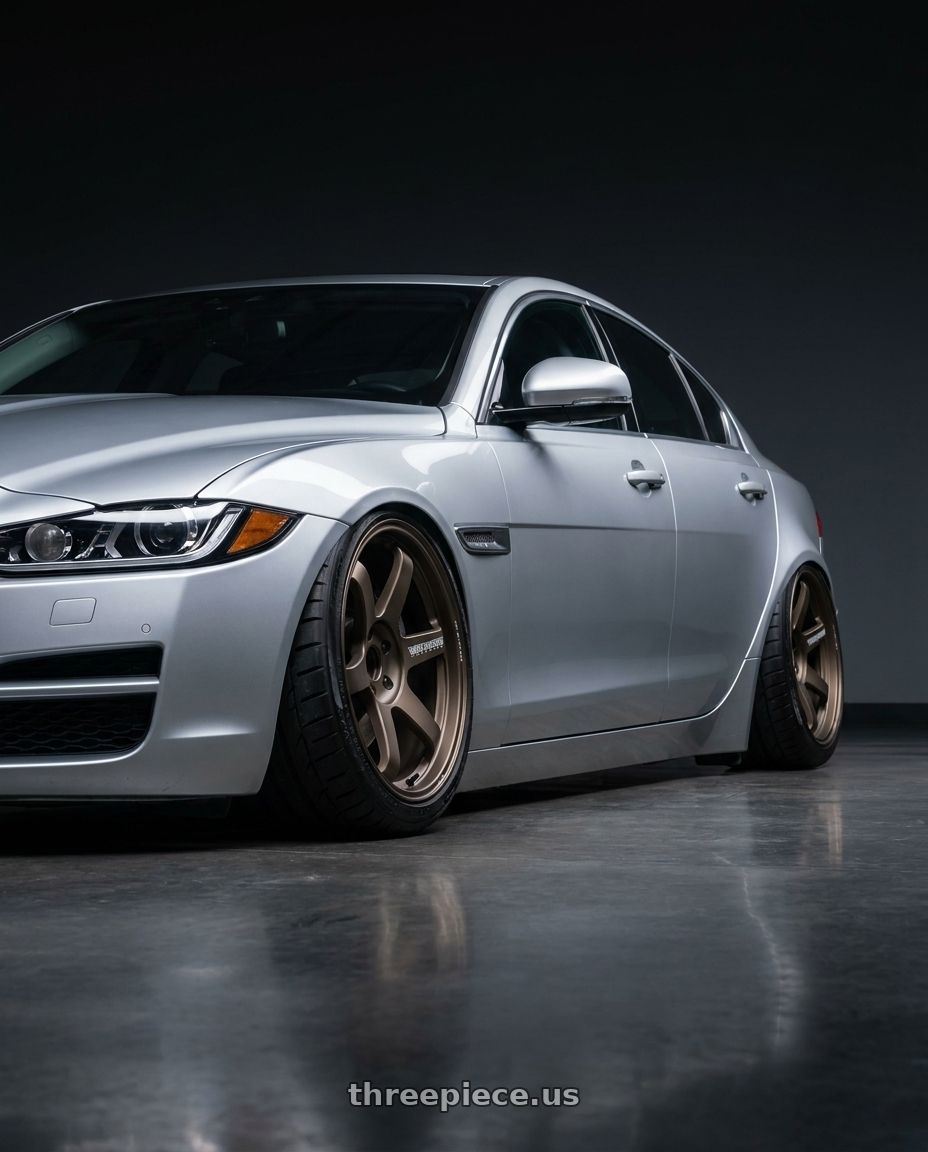 2017 Jaguar Xe with Volk Racing TE37 Ultra M Spec 5x112 19x9.5+23 19x10.5+35 Bronze Almite Toyota Supra MK5 Spec wheels