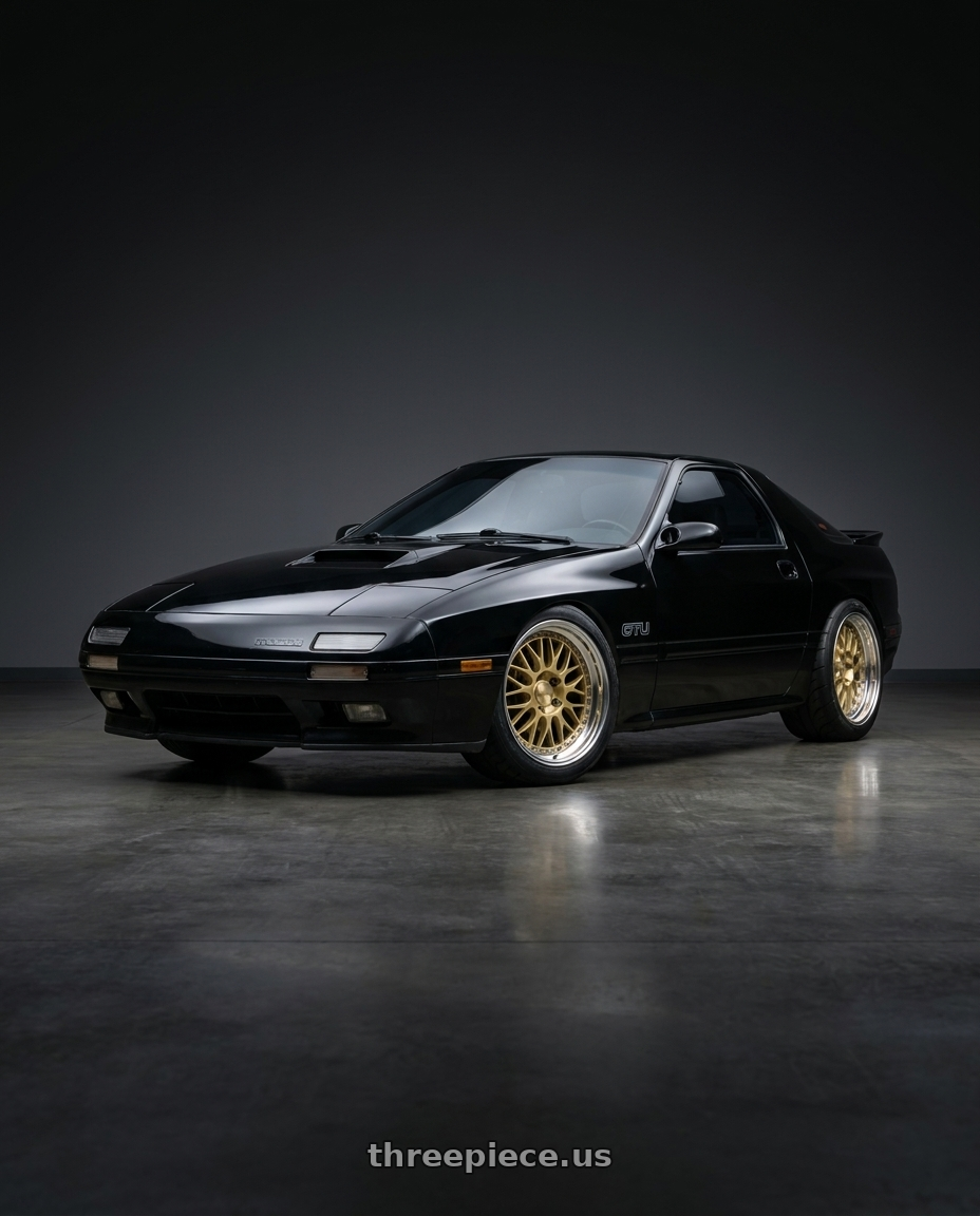 1990 Mazda RX7 GTU black with Work Brombacher Mesh wheels