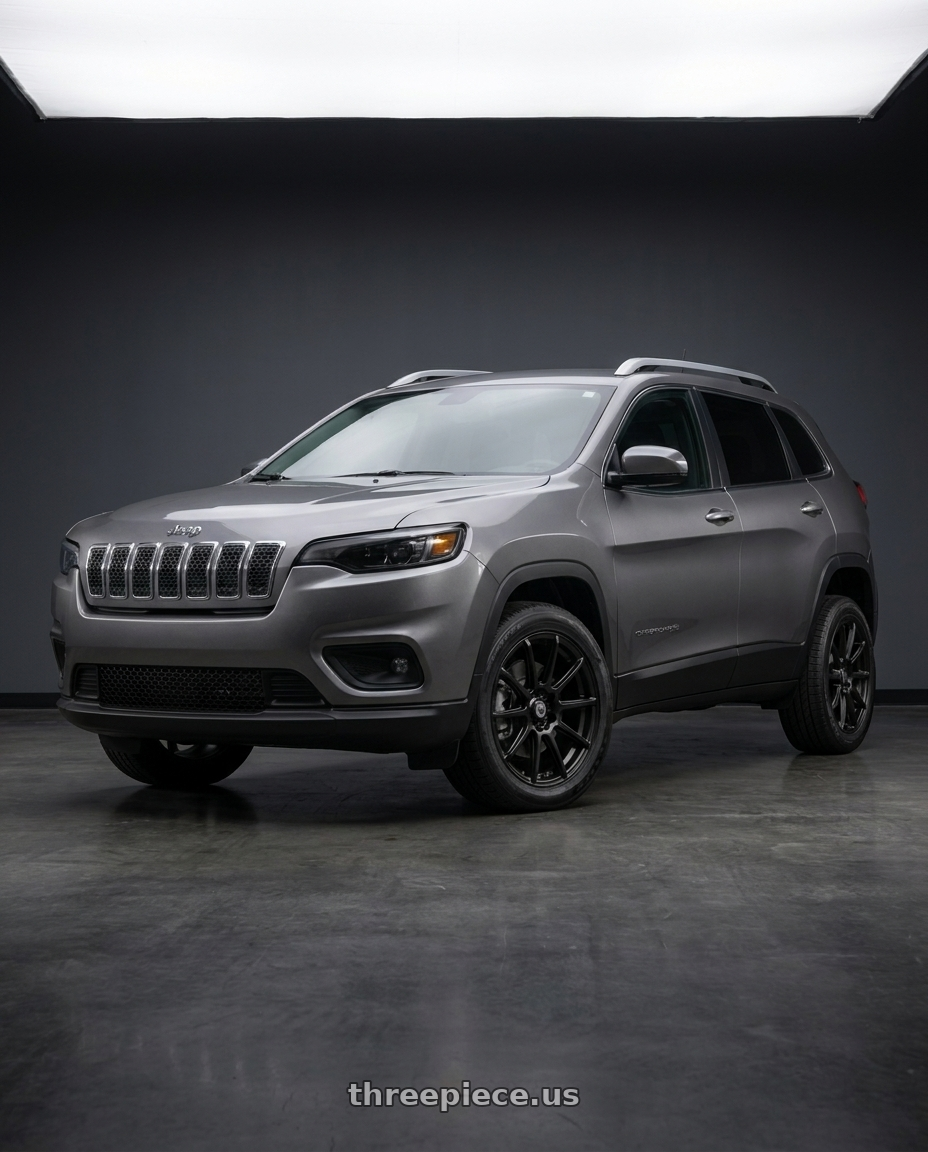 2019 Jeep Cherokee Latitude with Konig Control 5x110/5x115 17x7+40 Matte Black wheels