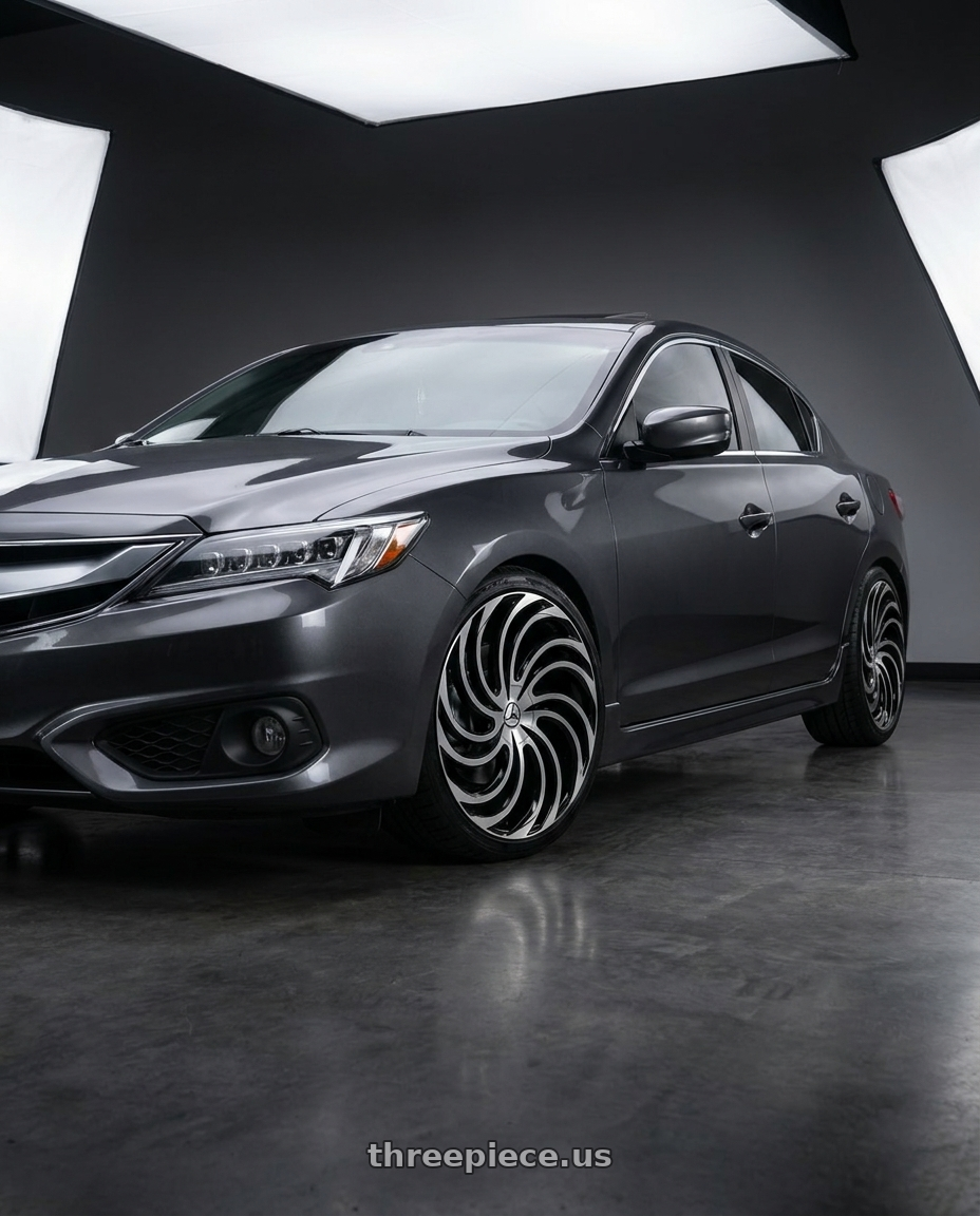 2016 acura ilx with Azara AZA-534 5x114.3 / 5x120 22x8.5 +38 Gloss Black & Machined wheels