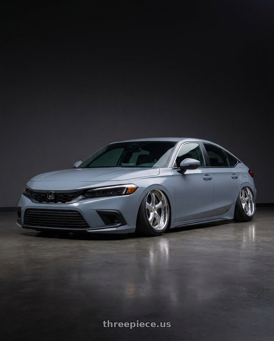 2023 Honda civic hatchback Sonic gray with Work Wheels VS-KF 5x114.3 18x8.5-16 Light Grey Silver L Disk FULL REVERSE wheels