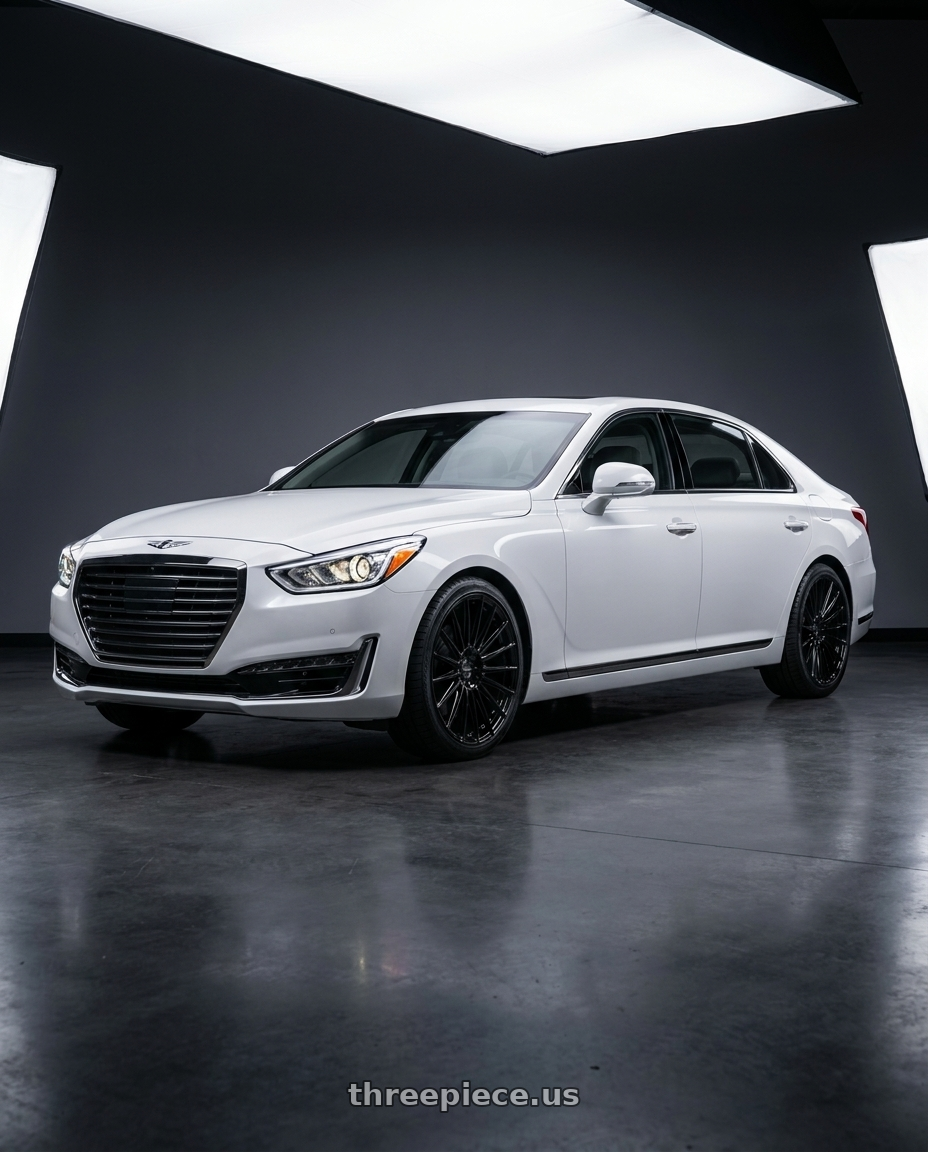 2018 genesis g90 ultimate with Arvano AV-54 5x115 22x9 +15 Gloss Black wheels