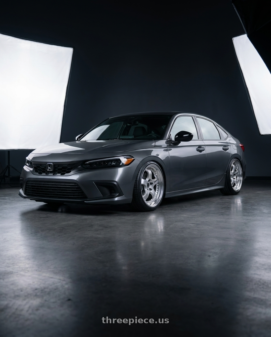Honda civic sport sedan 2026 with Work Meister S1 3P 5x114.3 19x8+42 O Disk Silver wheels