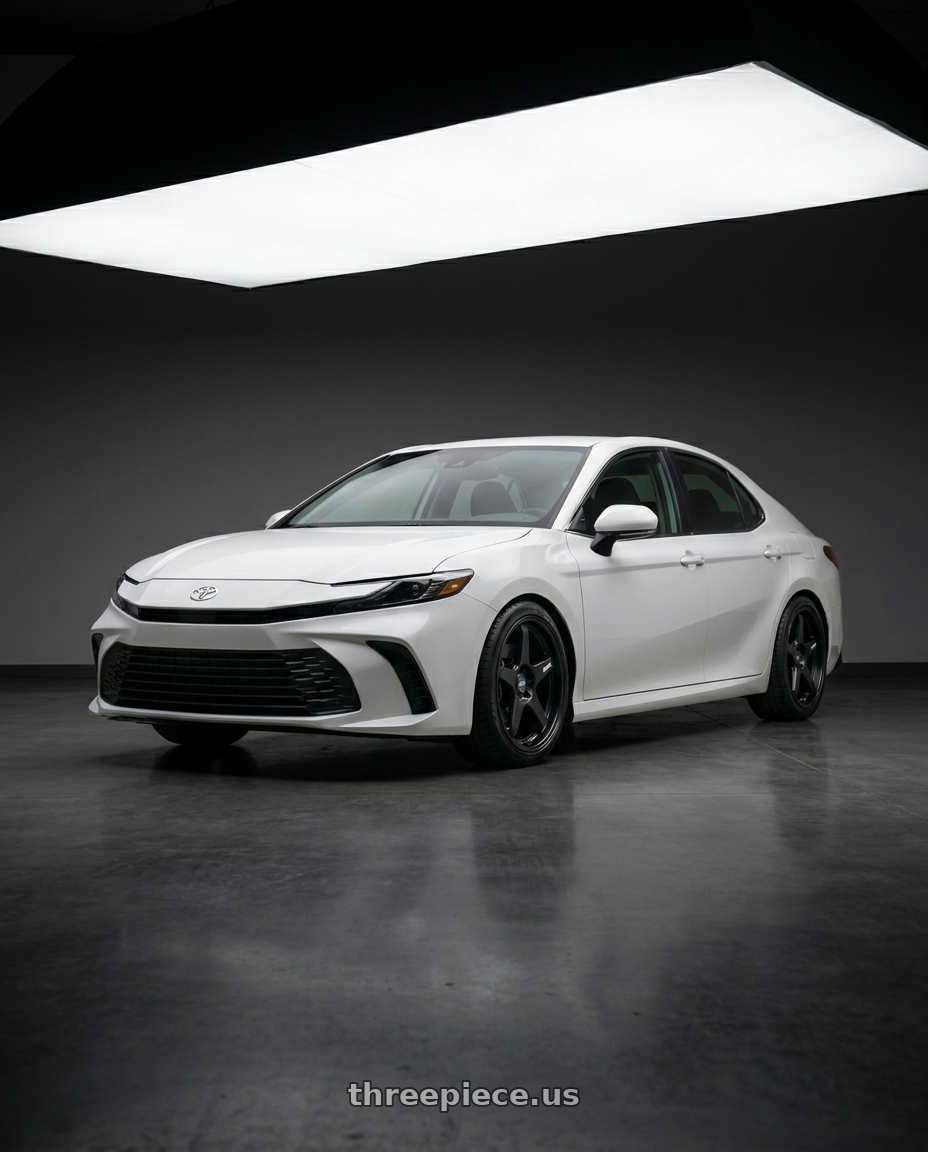 2026 Toyota Camry White with ESR Wheels APEX SERIES AP5 5x114.3 18x9.5 +22 Matte Black wheels