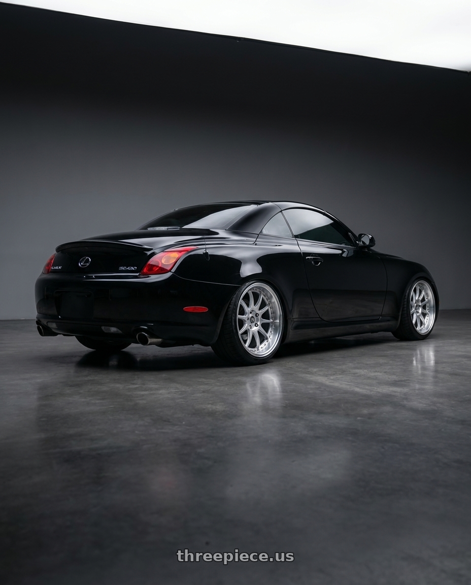 2005 lexus sc430 with ESR Wheels CS SERIES CS12 5x100 18x9.5 +22 Hyper Silver wheels rear three quarter view square tires
