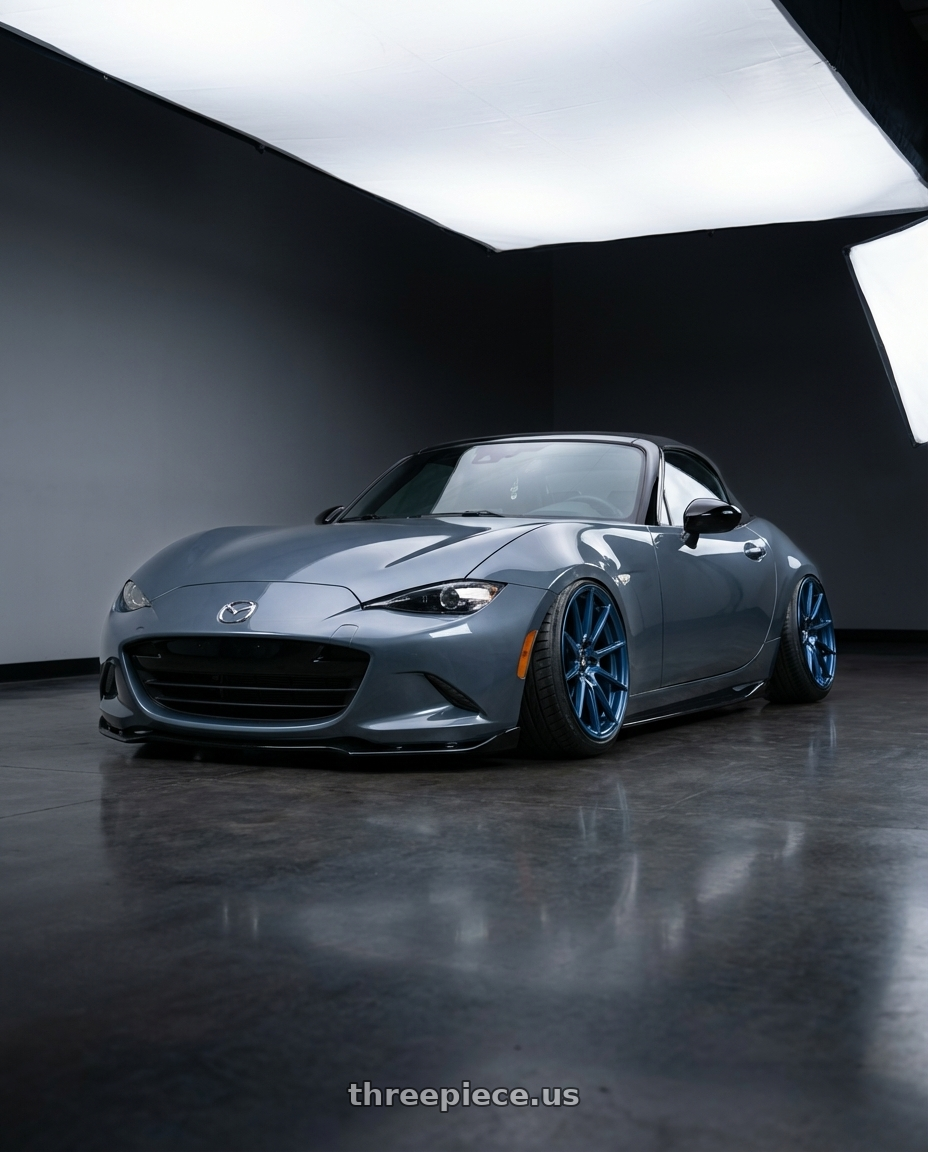 2021 Mazda mx-5 gt gray  with MST Wheels DELTA 5X112 18X8.5 +43 Cerulean Blue Pearl wheels