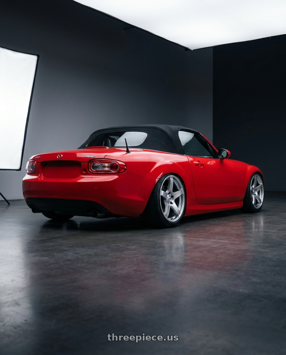 2012 Mazda MX-5 Miata NC with Ssr Gtv01 5x114.3 17x7+42  GLARE SILVER wheels rear three quarter view slight stretch tires