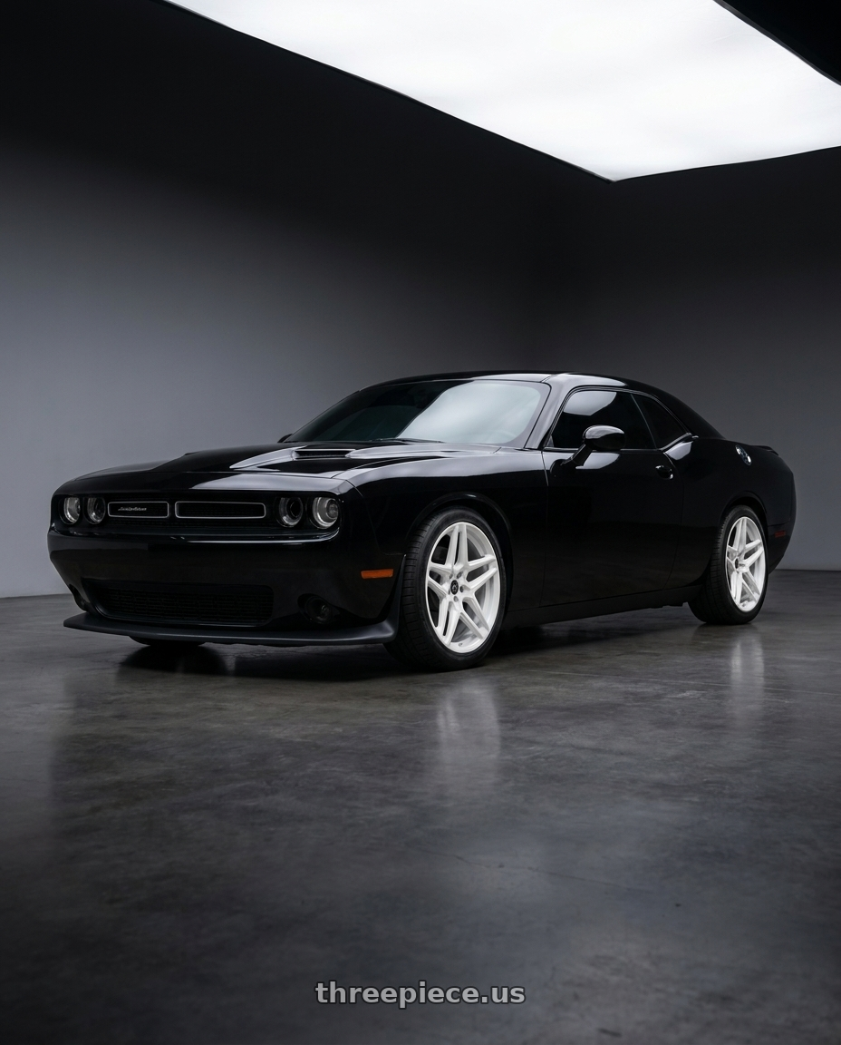 2015 dodge challenger with HERITAGE WHEEL EBISU MONOC 5x114.3 19x8.5 +35 WHITE wheels