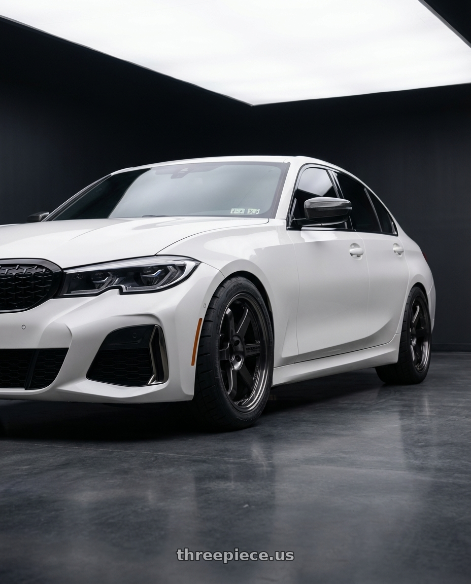 2020 bmw m340i with Volk Racing TE37SL 5x114.3 19x10.5+12 Pressed Double Black wheels