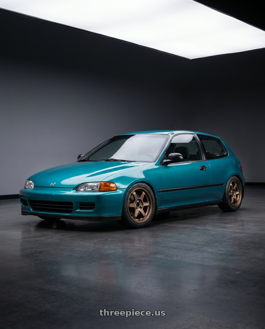 1995 honda civic with Volk Racing TE37 SONIC 4x100 15x7+35 Bronze wheels