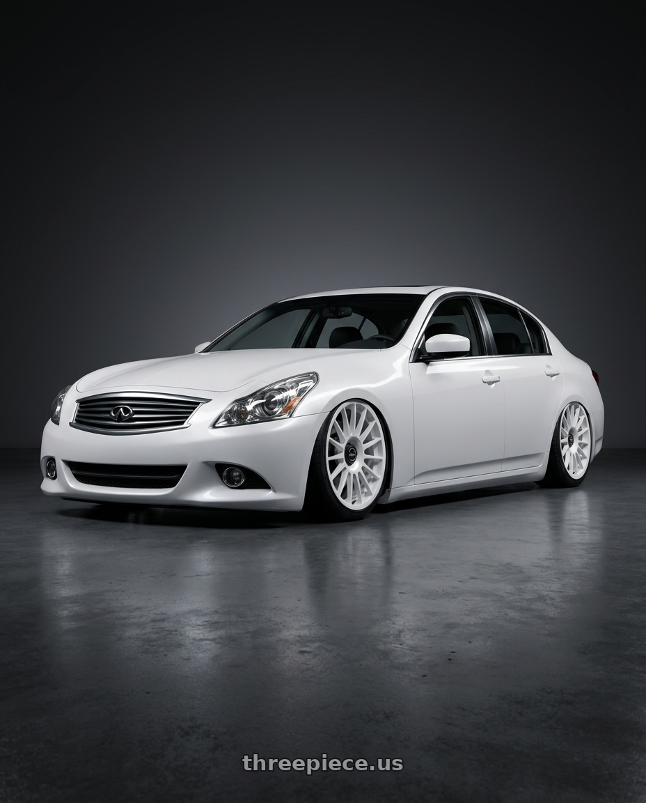 2012 Infiniti G37 with fifteen52 PODIUM 5x114.3 / 5x120 19x8.5 +35 RALLY WHITE (GLOSS WHITE) wheels