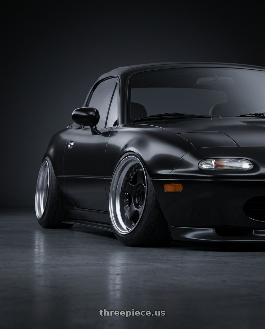 1993 Mazda Miata with SSR Professor SP1R 4X100 16X9.5 19 NR Disk Black wheels