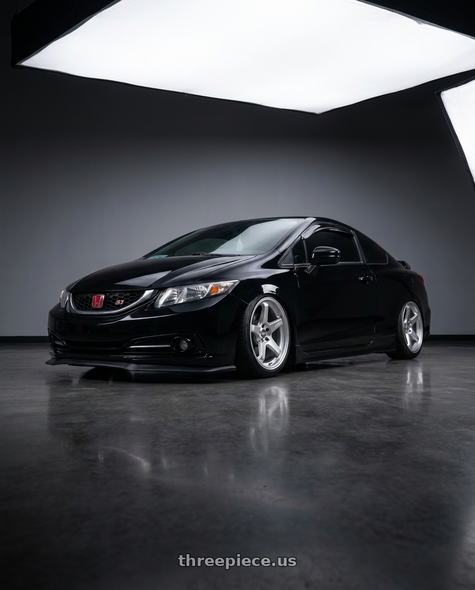 2015 honda civic si black with ESR Wheels APX5C 5x114.3 19x9.5 +35 Hyper Silver wheels