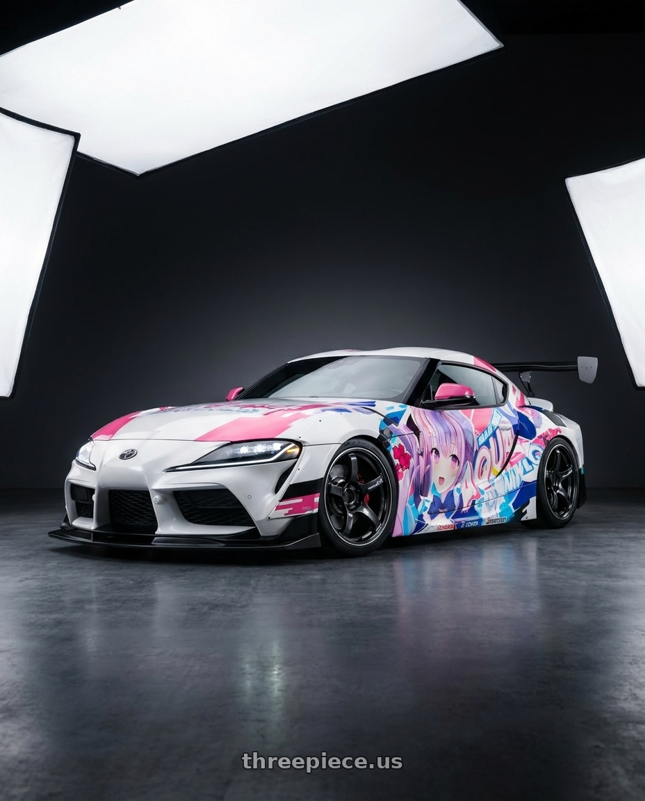 2023 toyota supra with Advan Racing TC4 4x100 17x6.5 +40 BLACK GUNMETALLIC & RING wheels