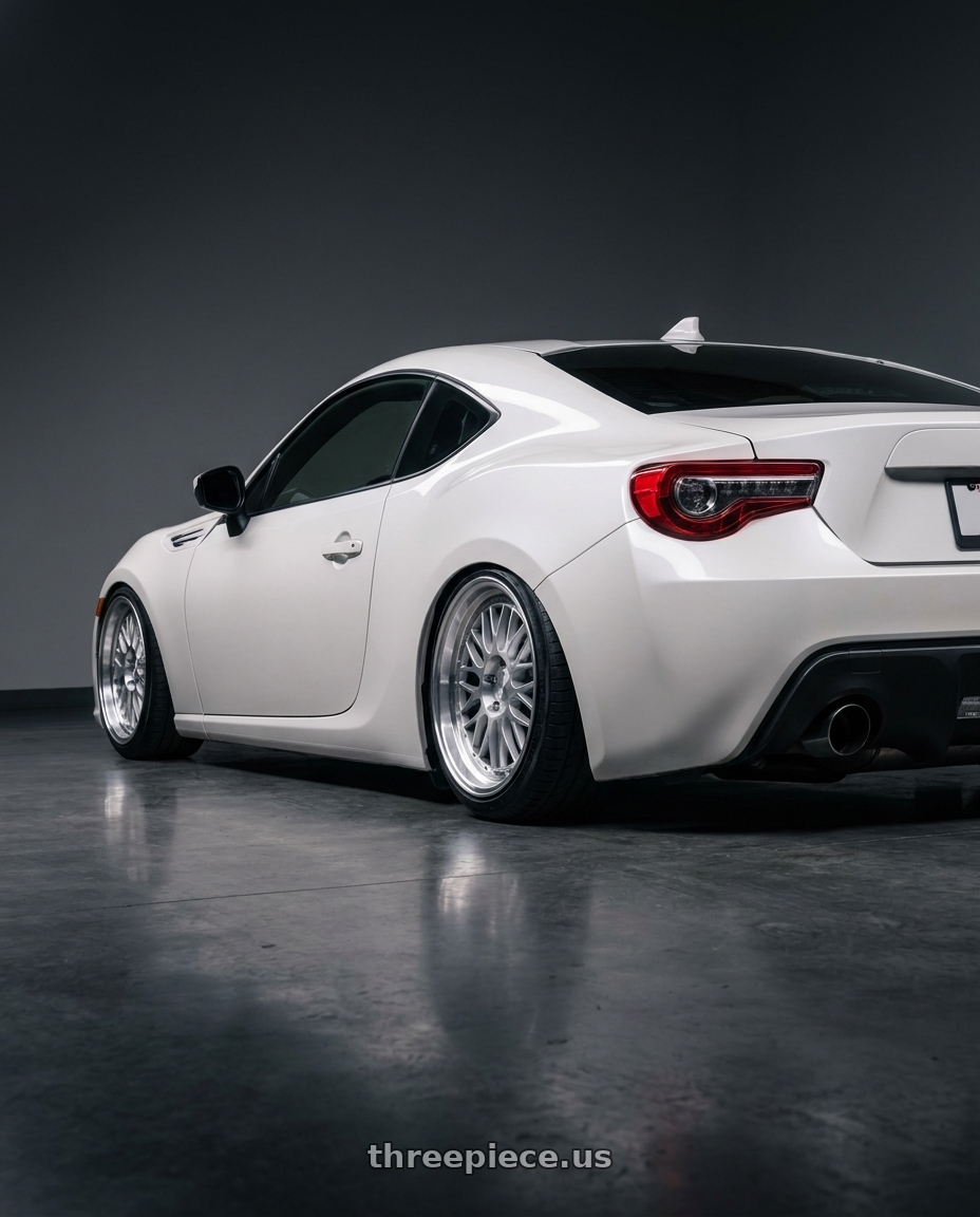 2016 Scion FR-S with Avant Garde Wheels M540 5X100 18x8 +30 Silver Machined wheels rear three quarter view slight stretch tires