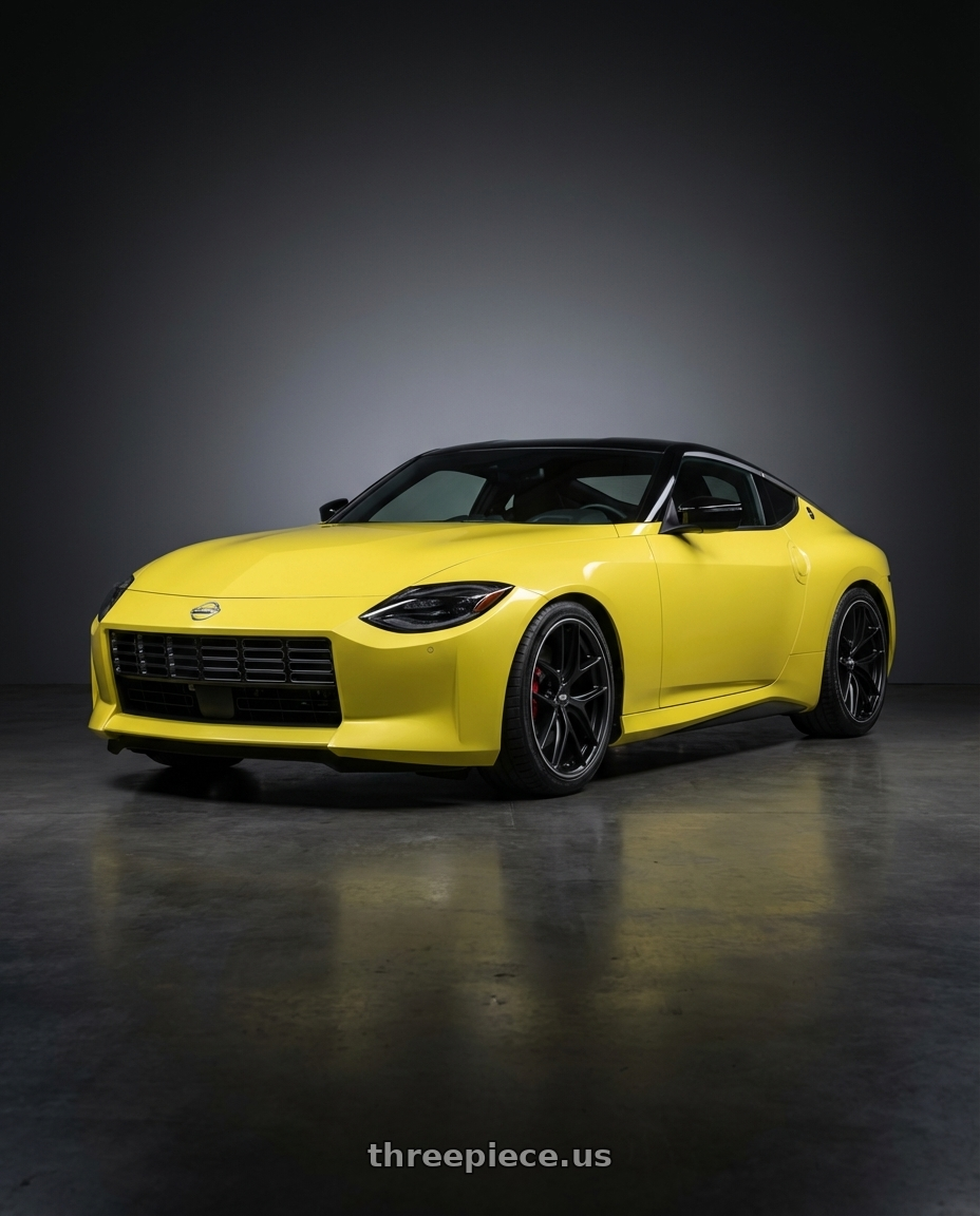 2024 Nissan Z with BBS CC-R 5x114.3 19x8.5+30 Satin Black wheels front three quarter view lowered stance