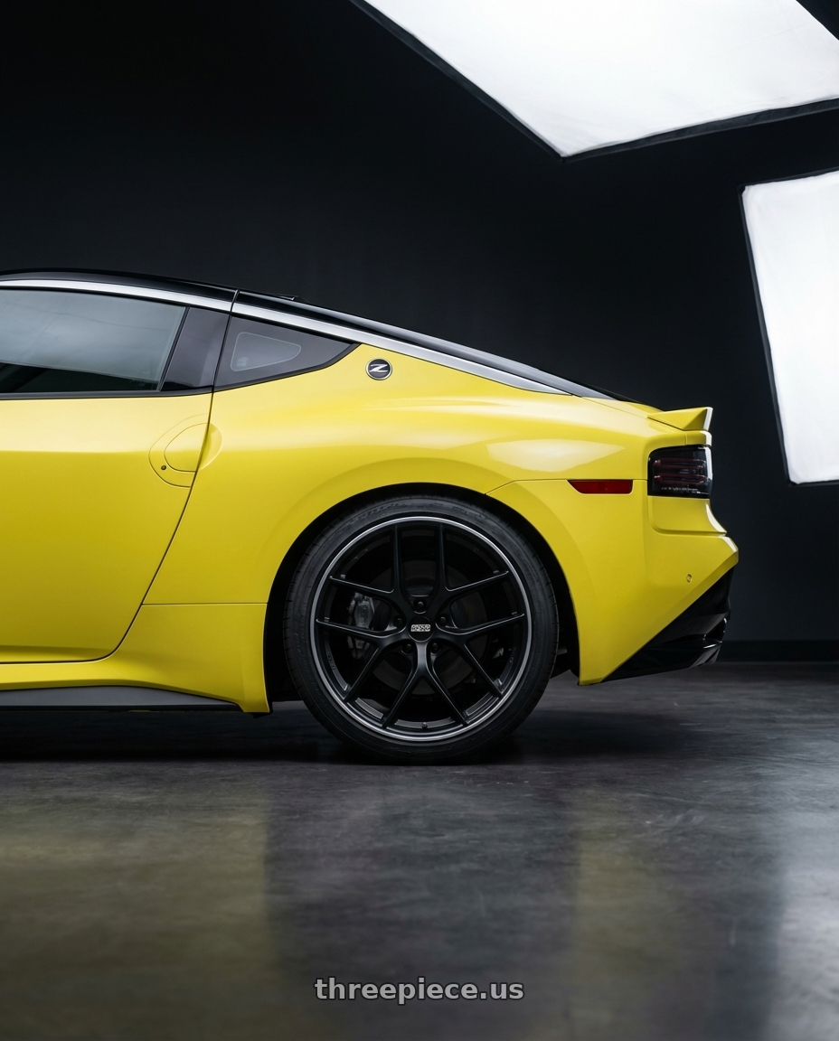 2024 Nissan Z with BBS CC-R 5x114.3 19x8.5+30 Satin Black wheels rear three quarter view square tires