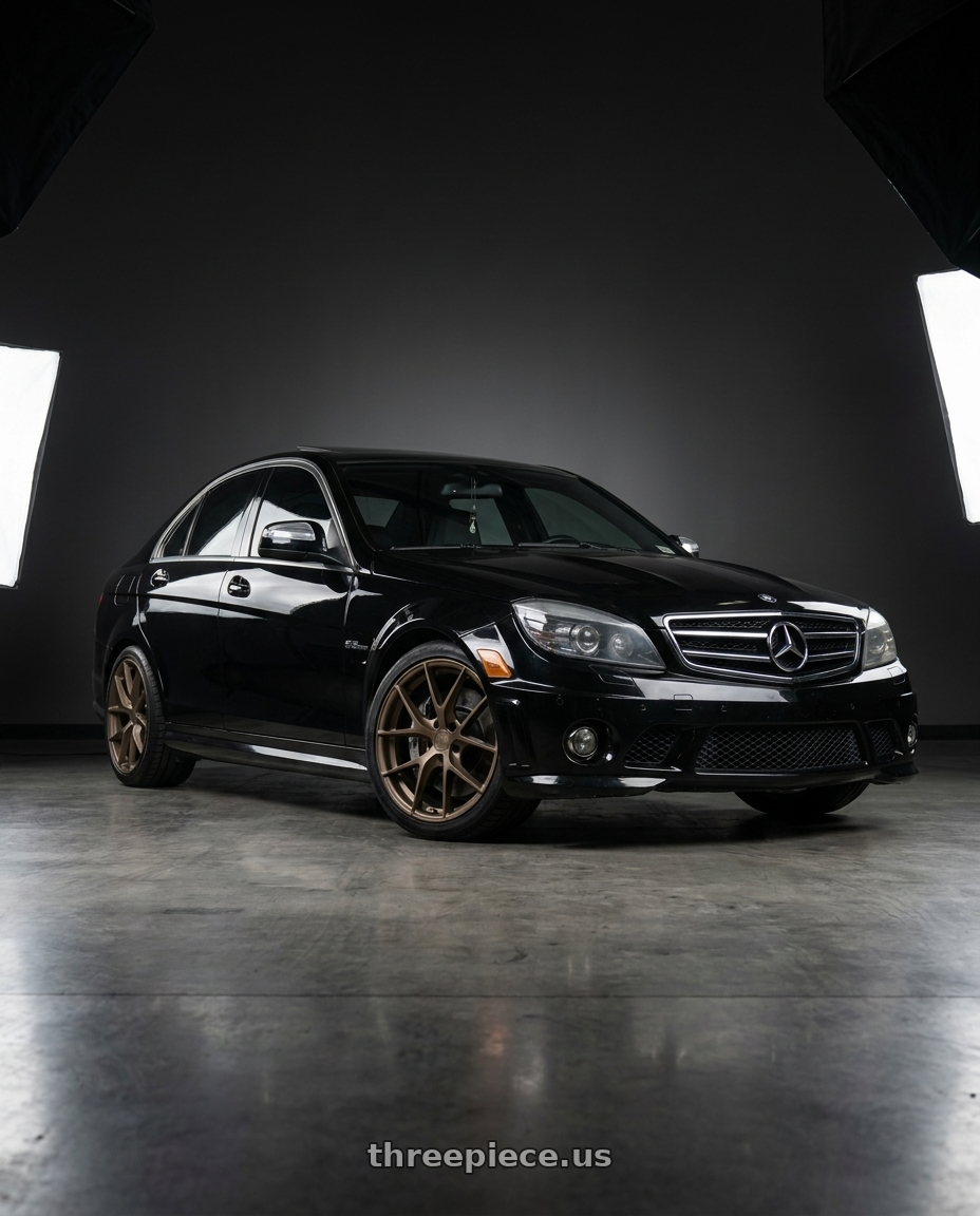 2009 Mercedes C63 with Aodhan AFF7 5x112 19x8.5+35 Matte Bronze wheels