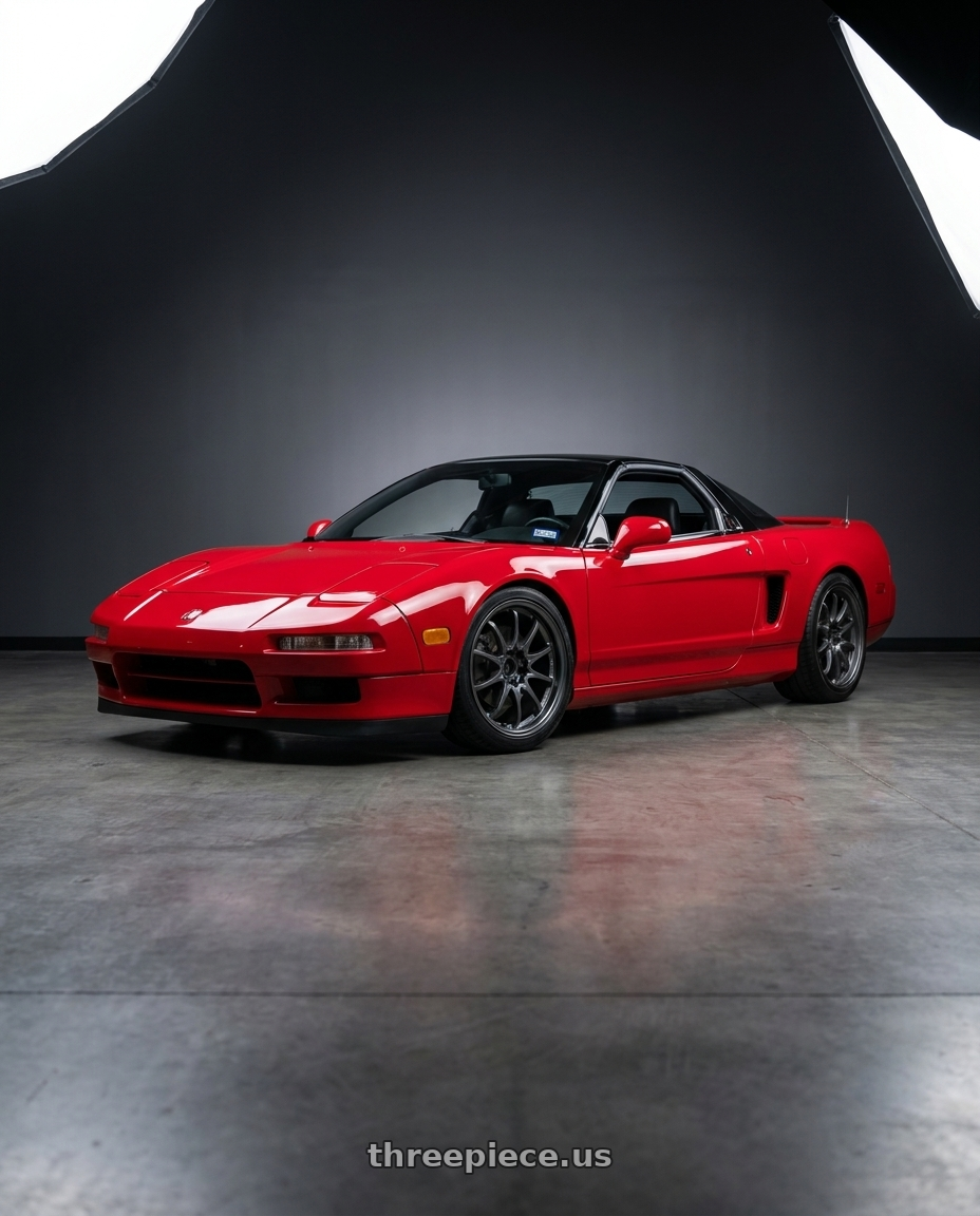 1991 Acura NSX Formula Red with Volk Racing CE28N-PLUS M-SPEC 5x114.3 17x10 +38 BLAST GUNMETAL wheels