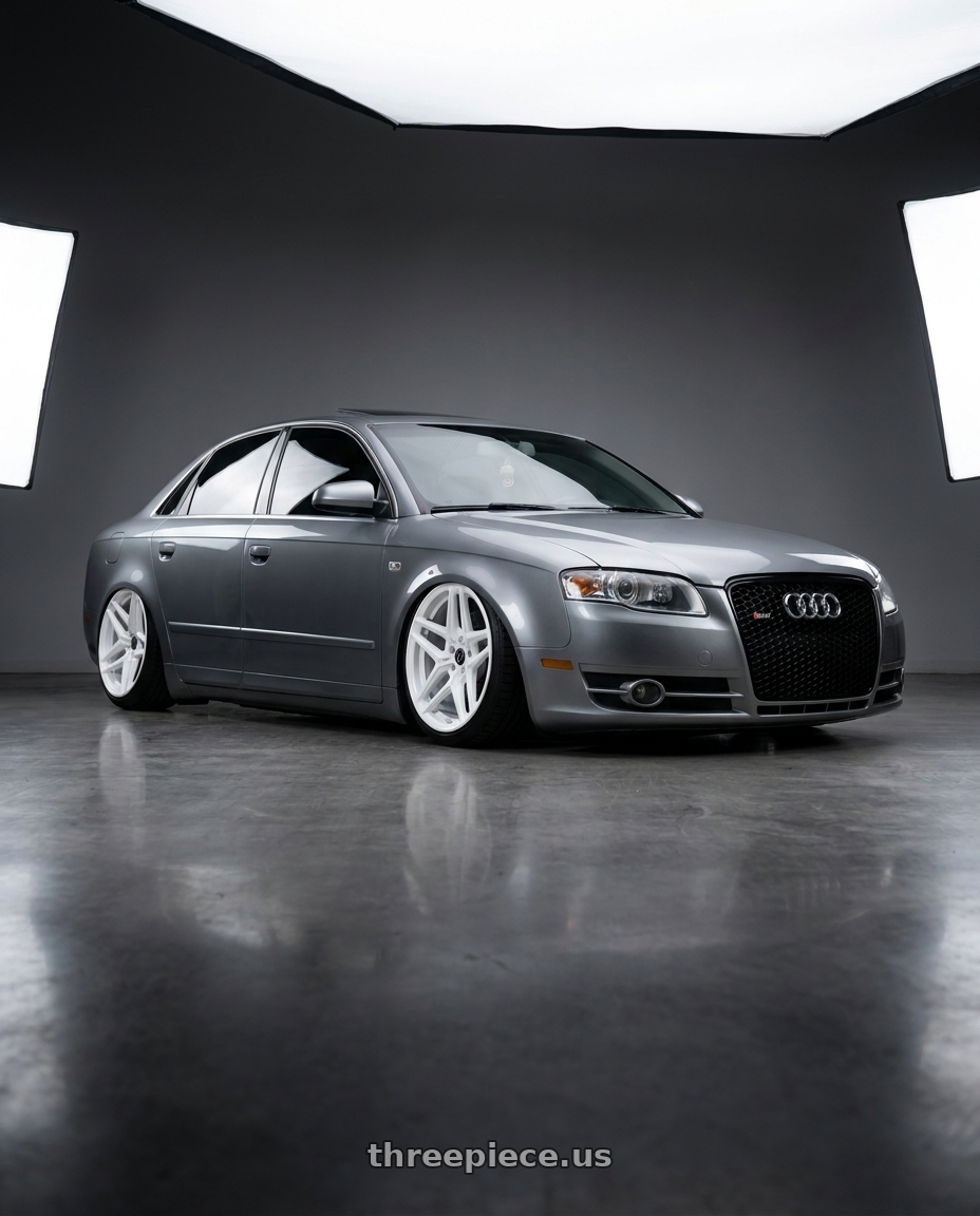 2007 Audi a4 with HERITAGE WHEEL EBISU MONOC 5x112 19x8.5 +35 WHITE wheels