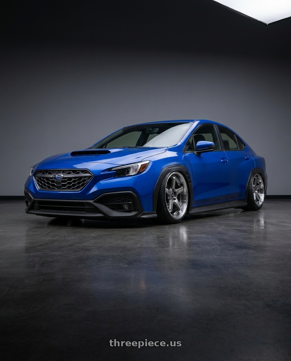 2023 Subaru wrx with F1R FC5 5x100 18x9.5 +35 Hyper Black/Polish Lip wheels