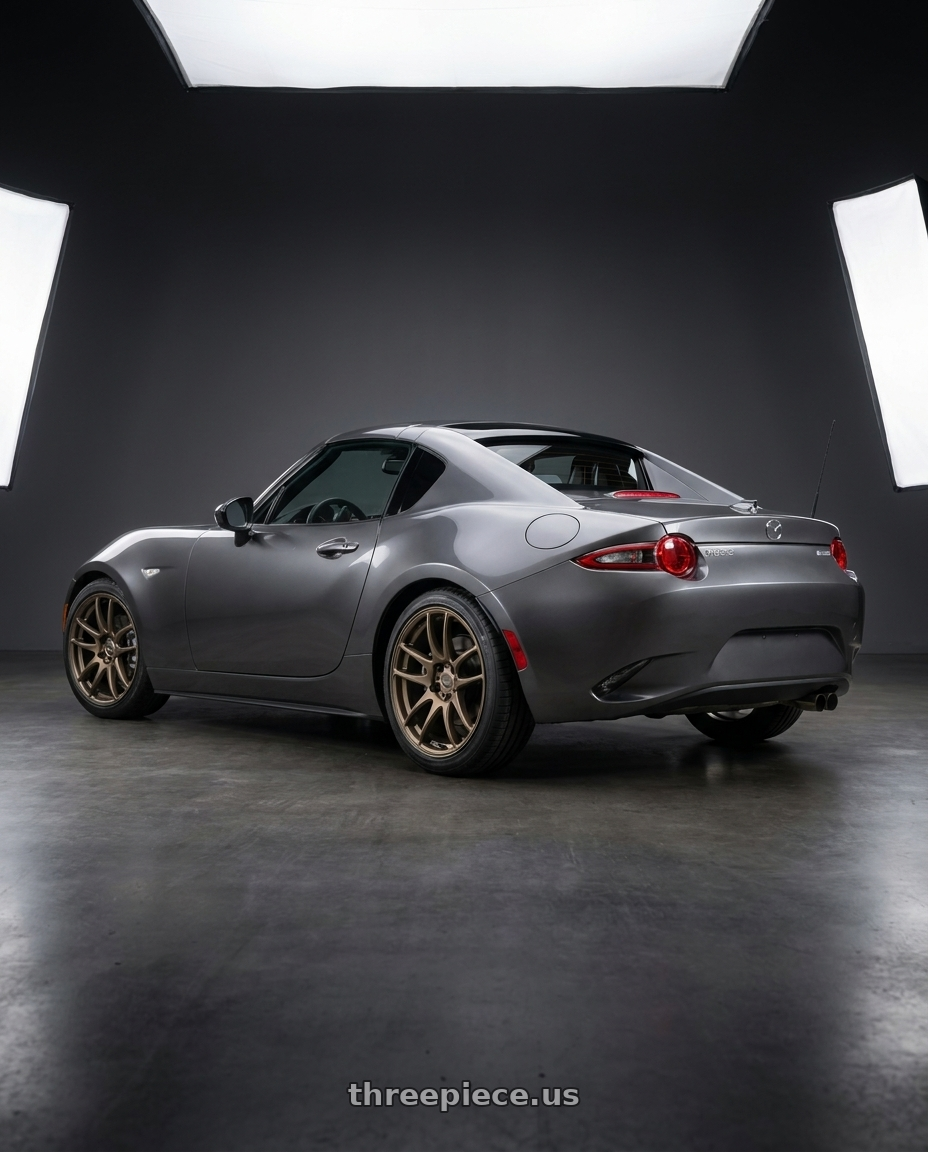 2023 mx-5 miata rf grand touring  with Work Emotion Cr Kiwami 4x100 17x7 +38 Matte Bronze wheels rear three quarter view square tires