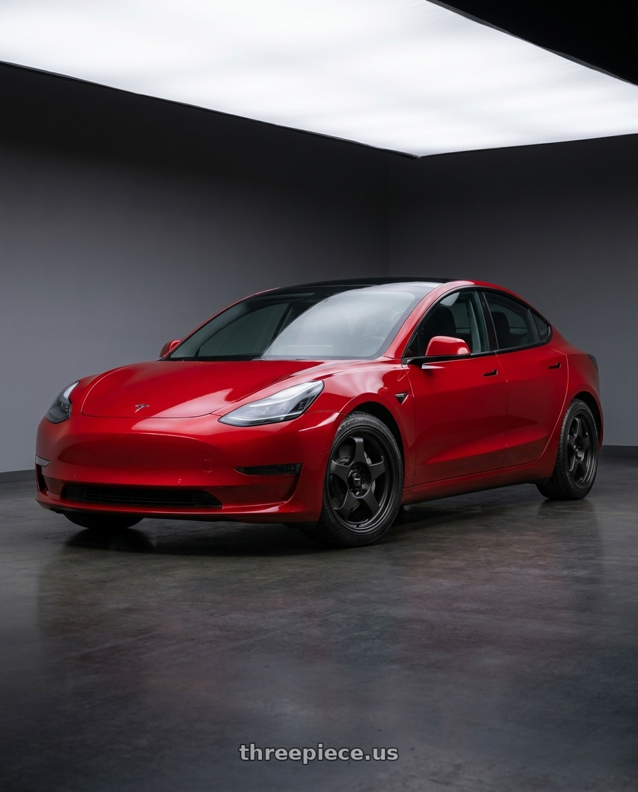 2022 Tesla Model 3 Performance with Vors SP1 4x100 15x7  +35 All Matte Black wheels