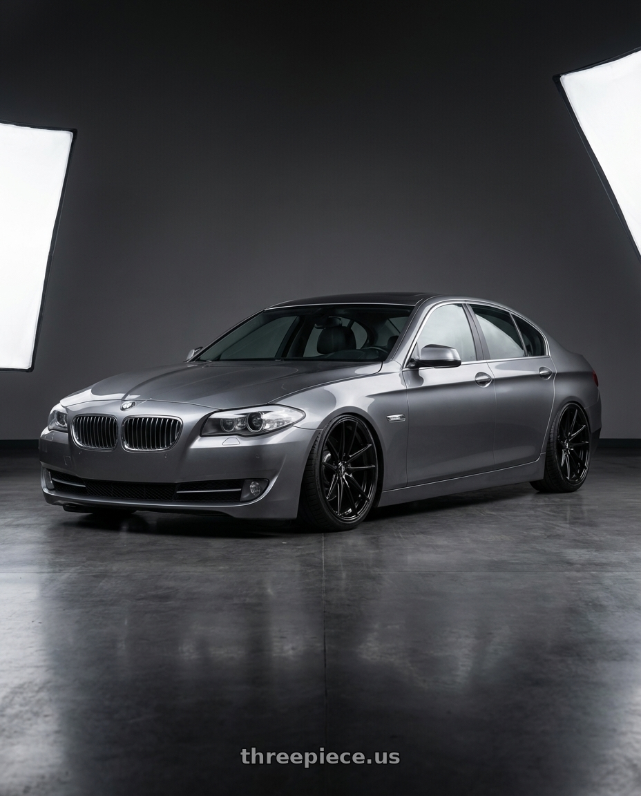 2016 BMW 5 Series F10 with Konig Oversteer 5x120 20x9.5+35 Gloss Black wheels