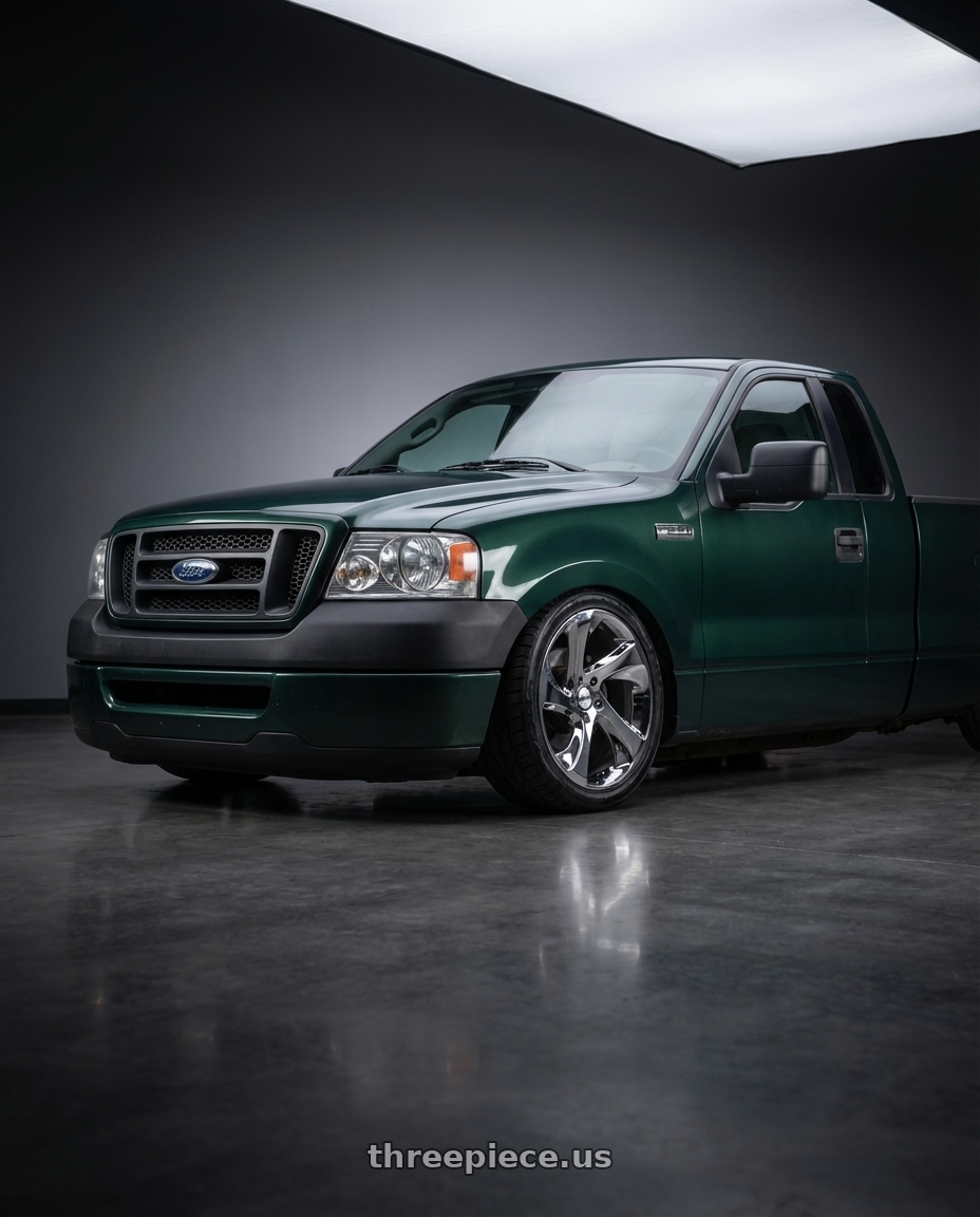 2008 f150 xl forest green  with Shift Strut 5x114.3 17x8 +35 Chrome wheels