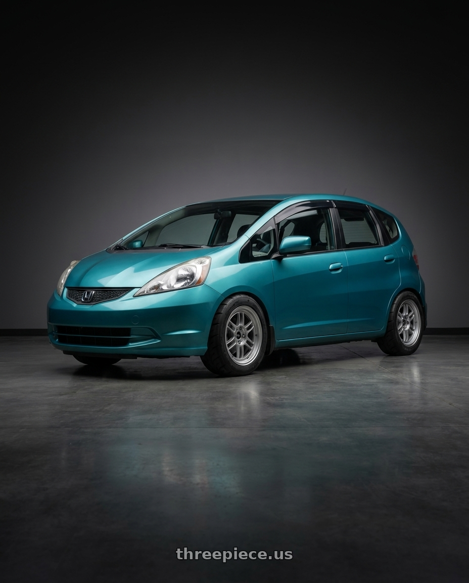 2014 Honda Fit with Enkei RPF1 4x100 16x7+35 Silver wheels
