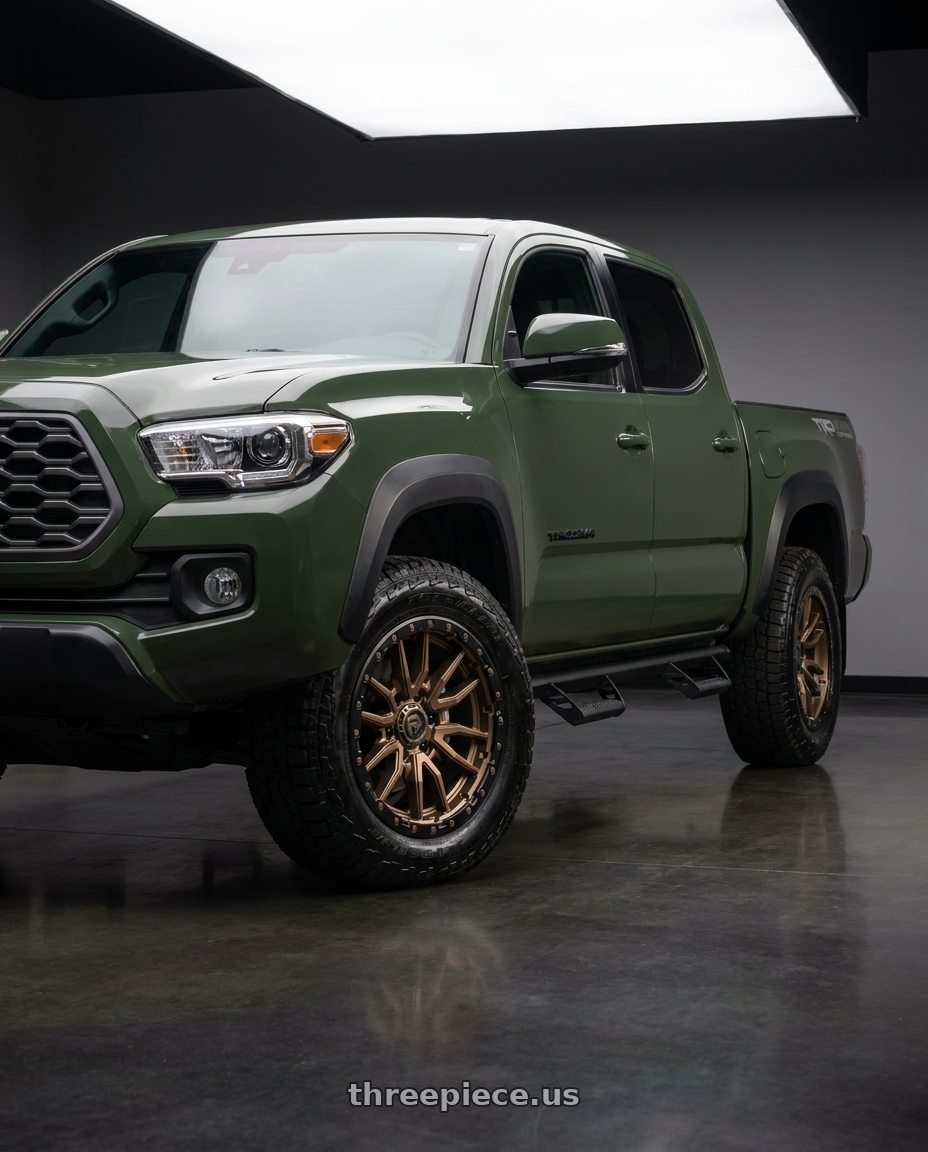 2021 Toyota Tacoma with Fuel 1PC D681 REBEL 6X139.7 18X9 +20 MATTE BRONZE BLACK BEAD RING wheels