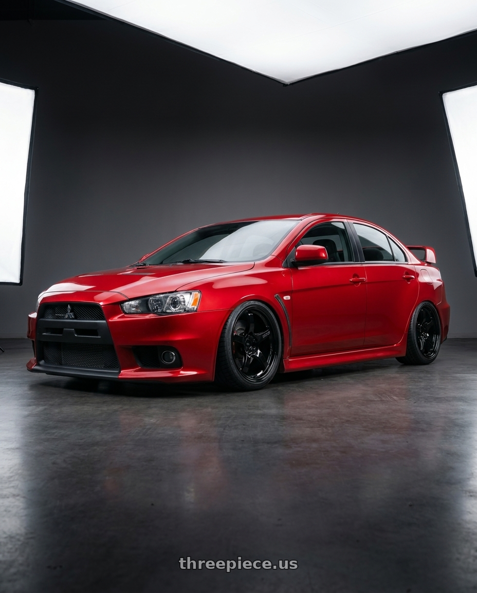 2012 Mitsubishi Lancer Evo X with Gram Lights 57CR 5x114.3 18x8.5+37 Glossy Black wheels