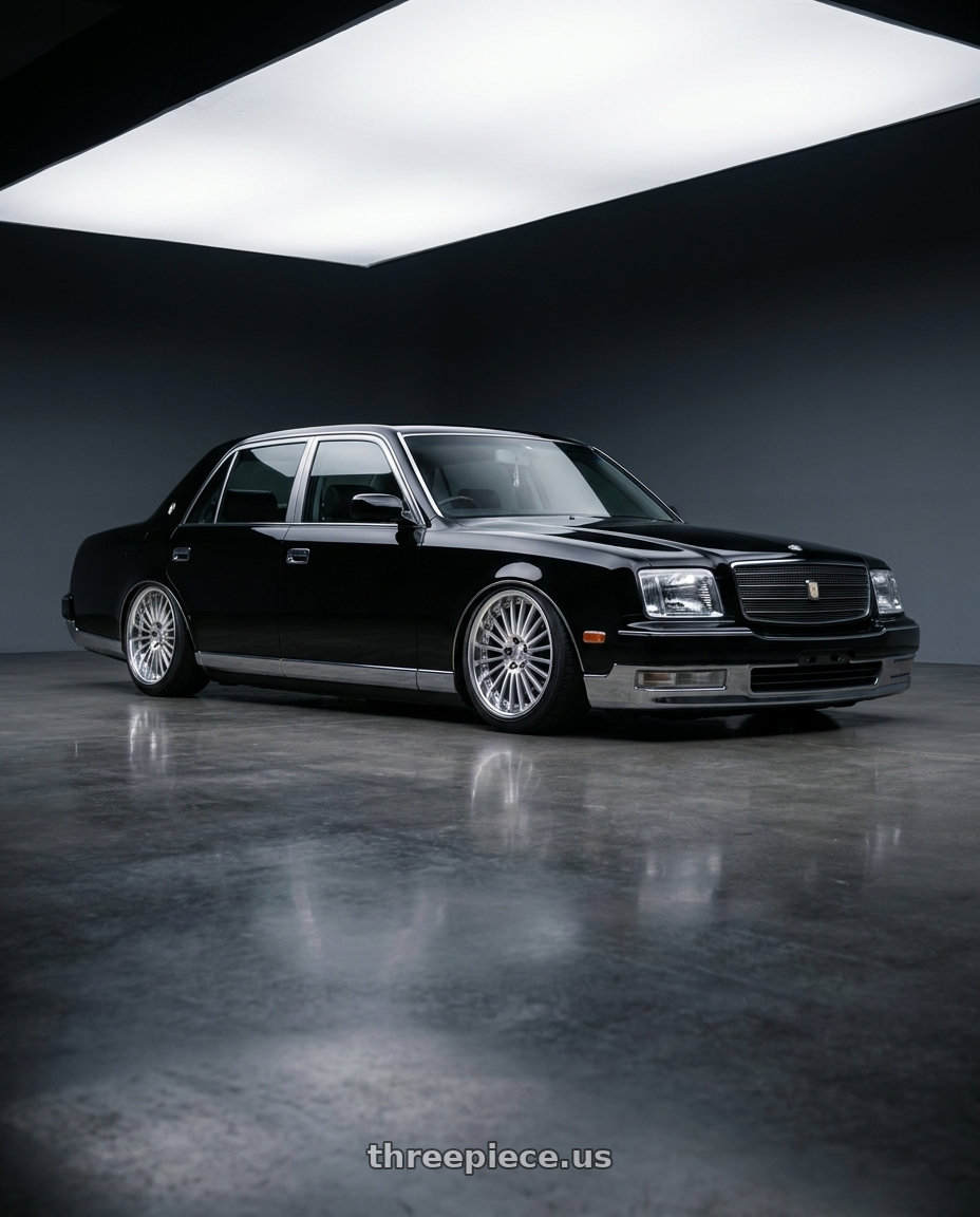1997 Toyota Century with Work Lanvec Lf1 5x114.3 19x9.5+30 A Disk Machine Silver Polish wheels