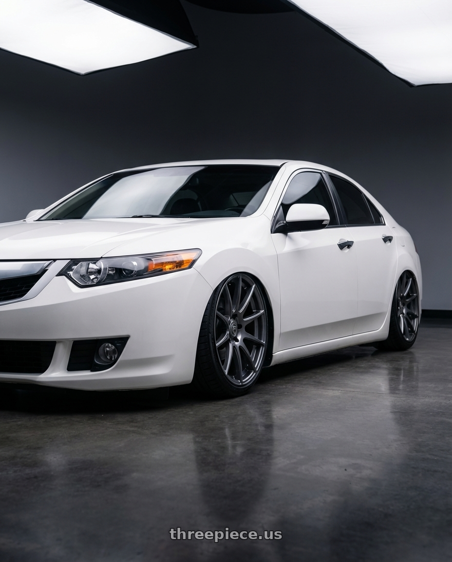 2013 Acura TSX with Forgestar CF10 5x114.3 19x9.5 +29 Gloss Anthracite wheels front three quarter view stanced stance