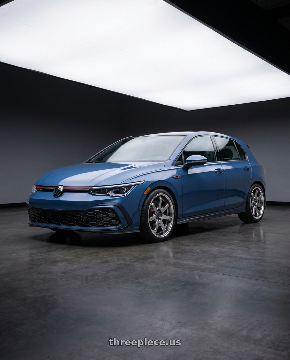2026 Volkswagen Golf gti with F1R FC7 5x112 18x8.5 +35 Hyper Black/Polish Lip wheels