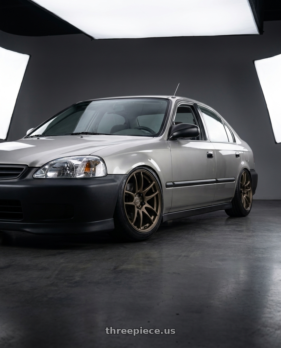 2000 honda civic dx sedan with Work Emotion Cr Kiwami 4x100 16x6.5 +42 Matte Bronze wheels