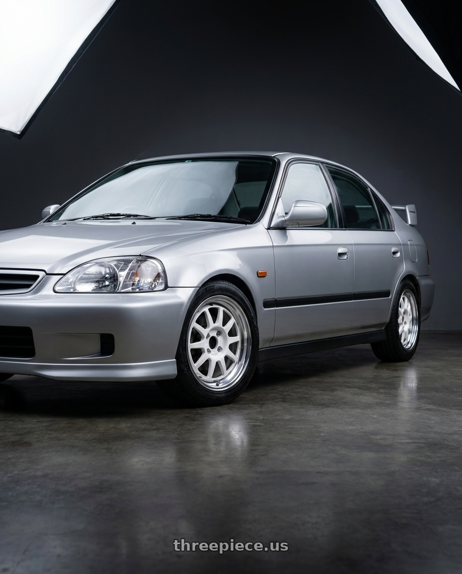 1999 honda civic with WedsSport Racing 2-Piece 4x100 15x7.0+38 White wheels