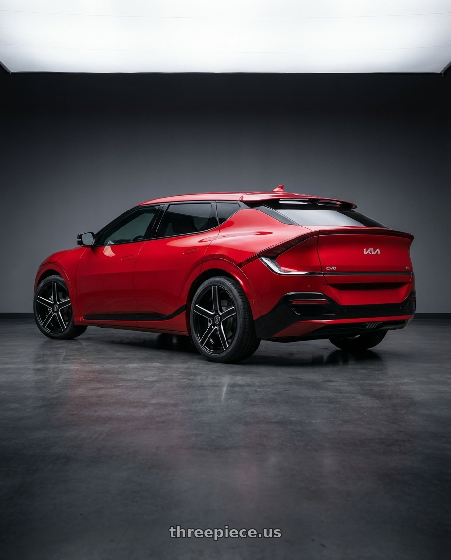 2024 kia ev6 with CAPRI LUXURY C5178 5x120 20x8.5+35 BLACK / MILLED wheels rear three quarter view square tires